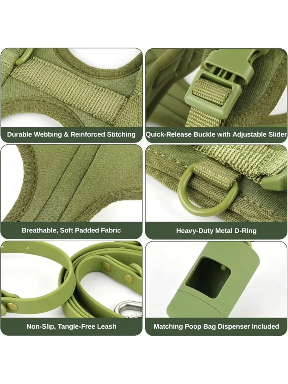 Adjustable 4-in-1 No Pull Dog Harness Set with Leash, Collar & Poop Bags